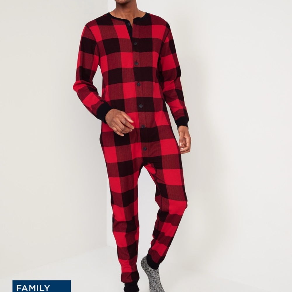 Men's Thermal Knit Matching One Piece Onesie Pajama
